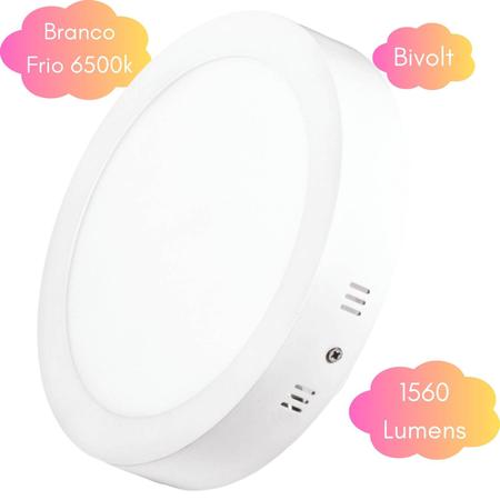 Imagem de Kit 22 Luminária de Sobrepor Led Branco Frio 24w Redonda Alumínio 30x30 Autovolt para Quarto Sala Banheiro Cozinha