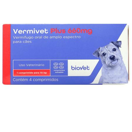 Imagem de Kit 22 Vermífugo Vermivet Plus Biovet 660mg c/ 4 Comprimidos