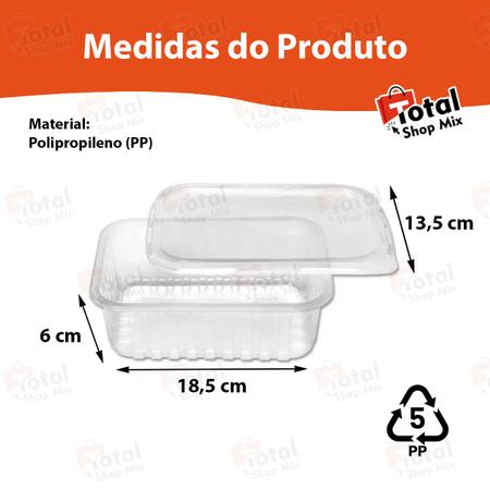 Imagem de Kit 24 Pote Marmita Descartável 750ml Retangular com Tampa Fit Fitness