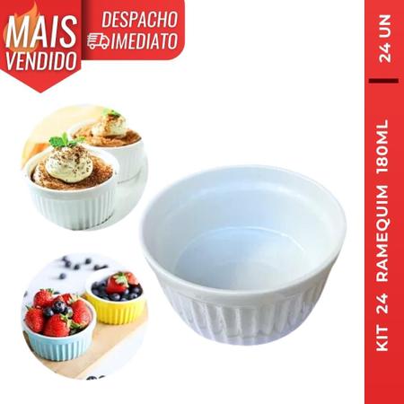 Imagem de Kit 24 Ramequim Ceramica Tigela 180ml Canelado  P/  Molhos Petisco Cupcakes