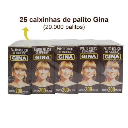 Kit 100 caixas de Palitos de Dentes Roliços de Madeira Gina 100 un