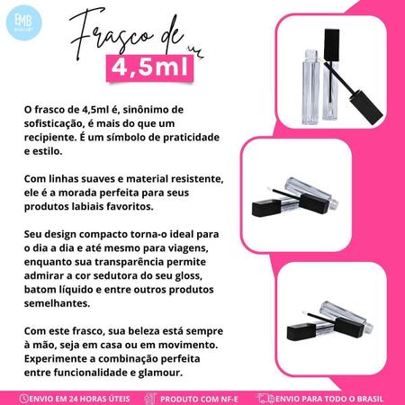 Kit 25 Gloss Labial Batom Embalagem Quadrada Via 4.5Ml - Embanet Comercio De Embalagens Imagem de Kit 25 Gloss Labial Batom Embalagem Quadrada Via 4.5Ml