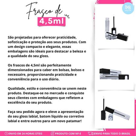 Kit 25 Gloss Labial Batom Embalagem Quadrada Via 4.5Ml - Embanet Comercio De Embalagens Imagem de Kit 25 Gloss Labial Batom Embalagem Quadrada Via 4.5Ml