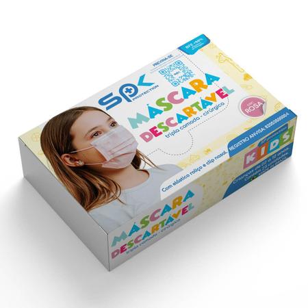 Imagem de Kit 25 Máscara Descartável Infantil Tripla Anvisa C/ Clip Nasal