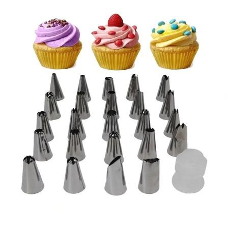 Kit 25 Peças Bicos De Confeitar Jogo Inox Decorar Bolos Natal Cupcake  Confeitaria - rcl - Bicos de Confeitar - Magazine Luiza