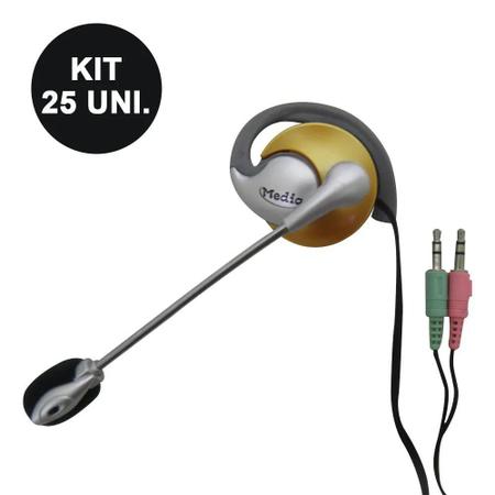 Imagem de Kit 25 Uni. Fone de ouvido com microfone P2 Home Office Computador Notebook Jogos Wathsapp Headset