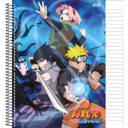 Kit 2un Caderno Naruto Uzumaki Espiral 1m 80fls Capa Dura