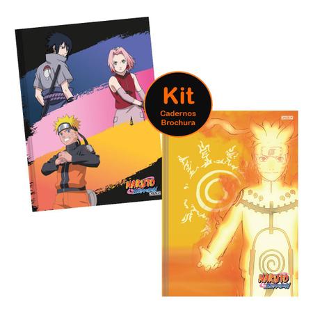 Kit 2un Caderno Naruto Uzumaki Shippuden Brochura 80 Fls Capa Dura