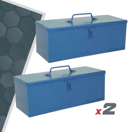Kit 2x Caixa Ferramentas Multiuso Aço Fercar Baú N0 30cm c/Estojo - Azul Imagem de Kit 2x Caixa Ferramentas Multiuso Aço Fercar Baú N0 30cm c/Estojo - Azul