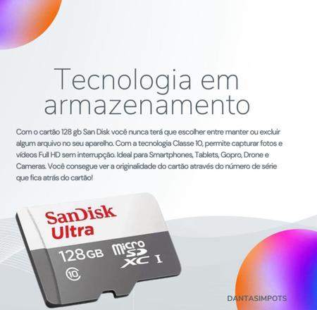 Imagem de Kit 2X Cartão Microsd Sandisk Ultra 128Gb Classe 10