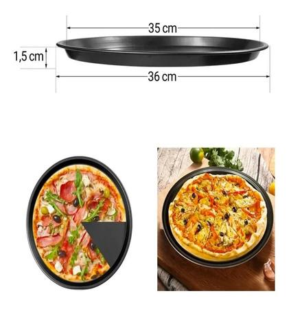 Imagem de Kit 2x Forma Assadeira Para Pizza Antiaderente Bandeja 35cm