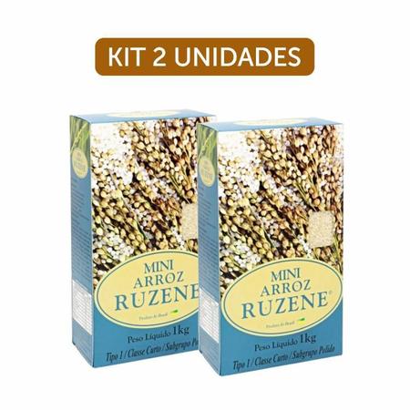 Imagem de Kit 2X: Mini Arroz Integral Curto Ruzene 1Kg