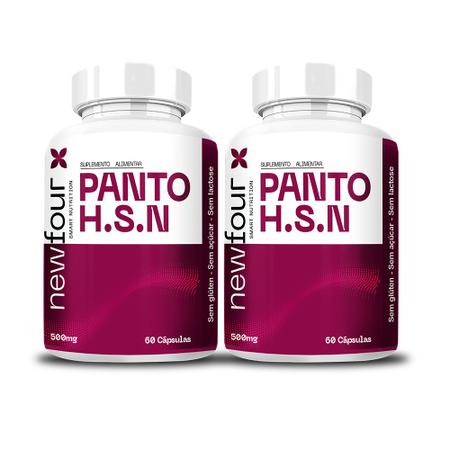 Imagem de Kit 2x Panto HSN Biotina Zinco Selênio Vitaminas E B1 B5  + Levedo 60 Caps 500mg