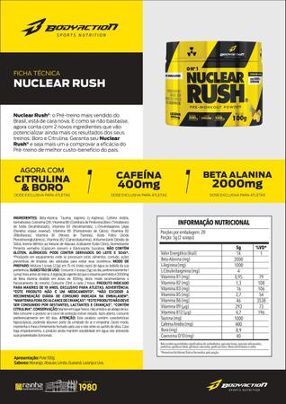 Imagem de Kit 2x Pré Treino Nuclear Rush 100g + Coqueteleira Bodyaction