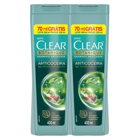 Imagem de Kit 2X Shampoo Clear Anticaspa e Anticoceira Botanique Leve 400ml Pague 3