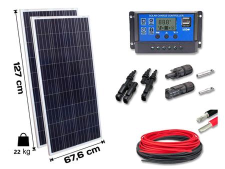 Imagem de Kit 2xpainel Placa Energia Solar 150w Contro30a Cabo E Mc4