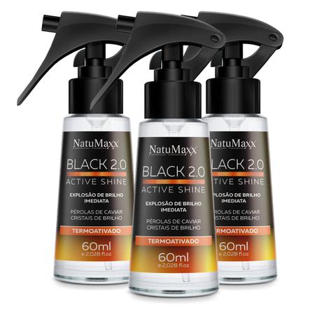 Imagem de Kit 3 Active Shine Finalizador Black 2.0 60ml Natumaxx