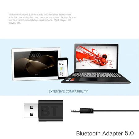 Imagem de Kit 3 Adaptador Usb Bluetooth 5.0 Receptor Musica P2 Automotivo