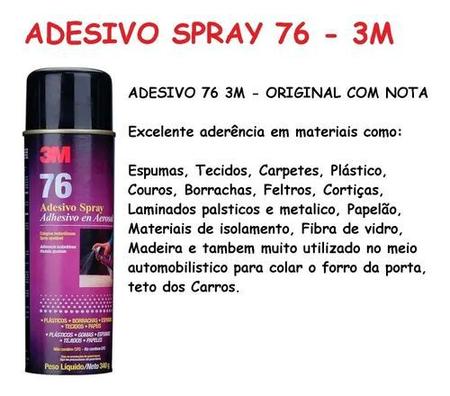 Imagem de Kit 3 Adesivo Spray 3m 76 Tecido Forro Teto Carro Tapeceiro