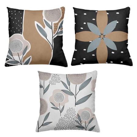 Kit 3 Almofadas Decorativas Floral Black - Deluzz Imagem de Kit 3 Almofadas Decorativas Floral Black