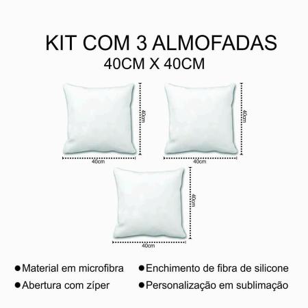 Kit 3 Almofadas Decorativas Floral Black - Deluzz Imagem de Kit 3 Almofadas Decorativas Floral Black