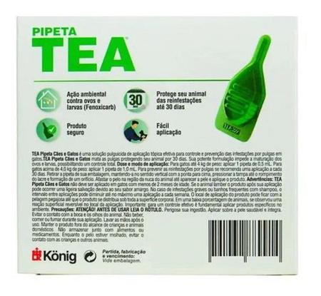 Imagem de Kit 3 Anti Pulga Pipeta Tea Cães 5,1 Á 10kg Caixa C/3 Pipeta