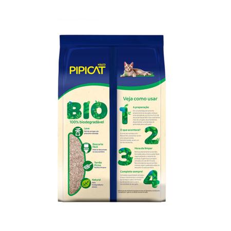 Imagem de Kit 3 Areia Higiênica Pipicat Bio Vegetal Natural Gato 1,8kg