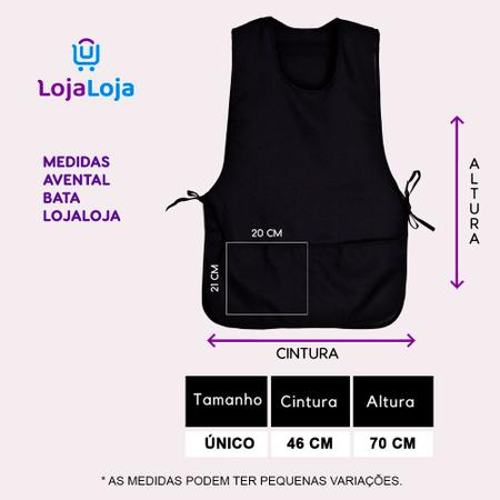 Imagem de Kit 3 Avental Bata Oxford Liso Preto Frente e Costa Com 2 Bolsos LojaLoja