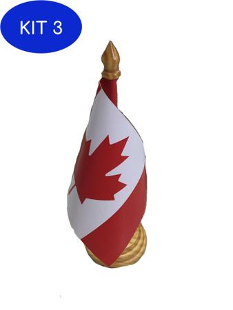 Imagem de Kit 3 Bandeira De Mesa Do Canadá