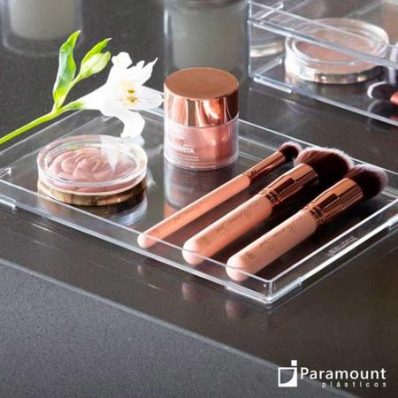 Imagem de Kit 3 Bandejas de Acrílico Cristal Organizador tramsparente Cozinha Banheiro Quarto Lavabo Café Bar 