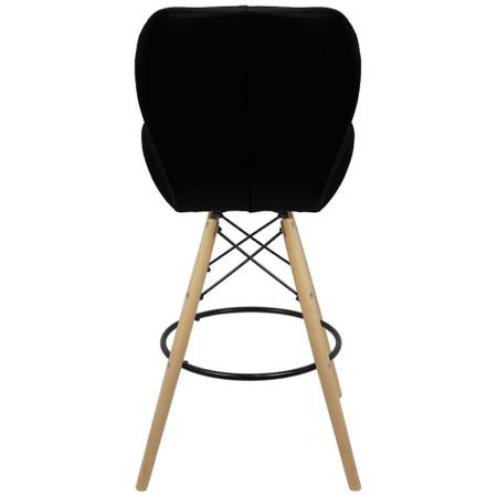 Imagem de Kit 3 Banquetas Slim Eiffel Wood Estofada - Preto