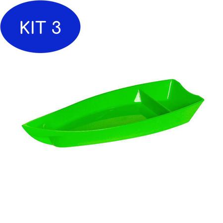 Imagem de Kit 3 Barco Sushi Vemplast M 1L Tropical Polipropileno Verde