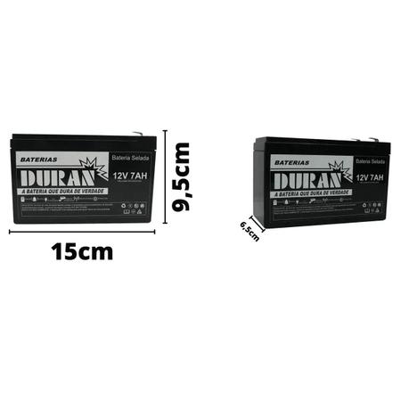 Imagem de Kit 3 Bateria Gel 12v 7ah Nobreak Alarme Energia Solar - Duran