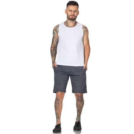 Imagem de Kit 3 Bermudas Moletom Masculina Cós Elástico Com Bolsos