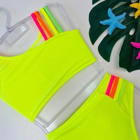 Imagem de Kit 3 bikini Infantil + Chapéu De Praia Traje De Banho Moda Piscina Verão