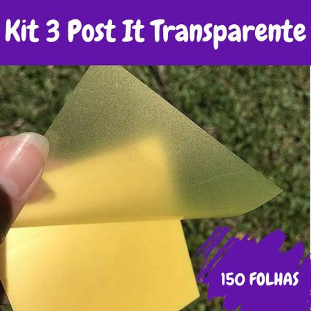 Imagem de Kit 3 Blocos de Notas Folhas Transparente Adesivo Post It  À Prova D'água