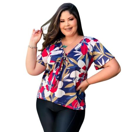 Kit 3 Blusas estampadas em malha leila GG Plus size gorda TRENDY FASHION Outros Moda e Acessorios Magazine Luiza