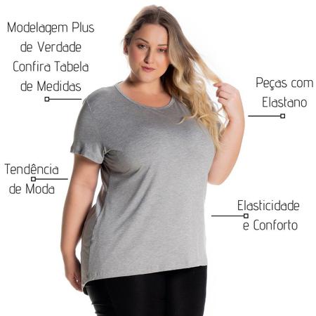 Imagem de Kit 3 Blusas Mullet Feminina Plus Size Preto - Mescla - Marinho 1126