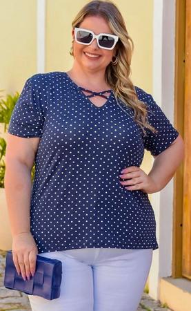 Kit 3 Blusas Plus Size Estampada C Detalhe Veste 46 Ao 54 Wild