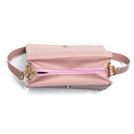 Kit Bolsa Feminina Transversal e de Ombro + Carteira Feminina Pequena  Degradê - Rosa