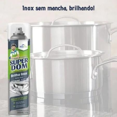 Imagem de Kit 3 Brilho Inox Spray Limpador De Uso Geral DomLine 300ml