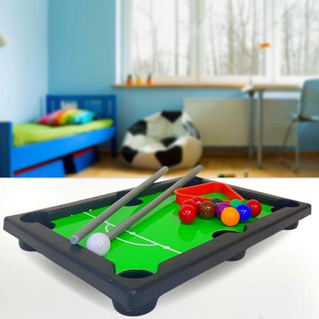 Brinquedo Mesa de Sinuca Clássica 55x32cm Snooker Kit Completo em