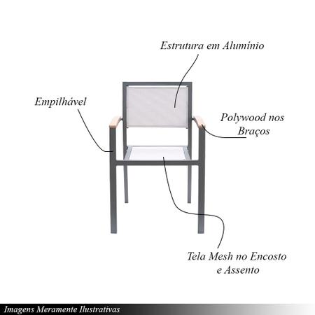 Imagem de Kit 3 Cadeiras Área Externa com Tela Mesh Mangue de Alumínio Amêndoa/Bege G56 - Gran Belo