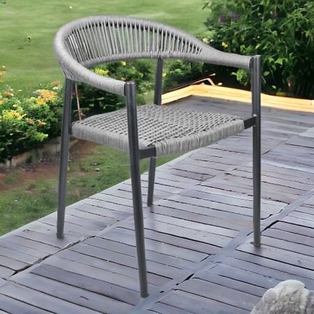 Imagem de Kit 3 Cadeiras Área Externa de Alumínio Carmy com Corda Naútica Grafite G56 - Gran Belo