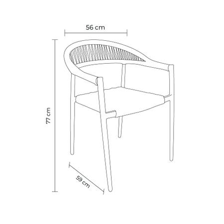 Imagem de Kit 3 Cadeiras Área Externa de Alumínio Carmy com Corda Naútica Grafite G56 - Gran Belo