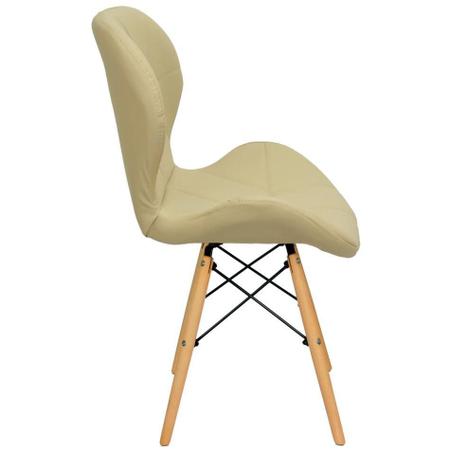 Imagem de Kit 3 Cadeiras Charles Eames Eiffel Slim Wood Estofada Bege
