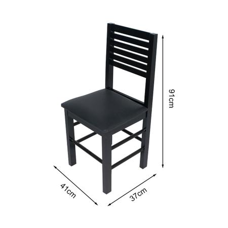 Imagem de Kit 3 Cadeiras Fixas Laguna Pretas em Madeira Maciça Estofadas Pretas para Restaurantes