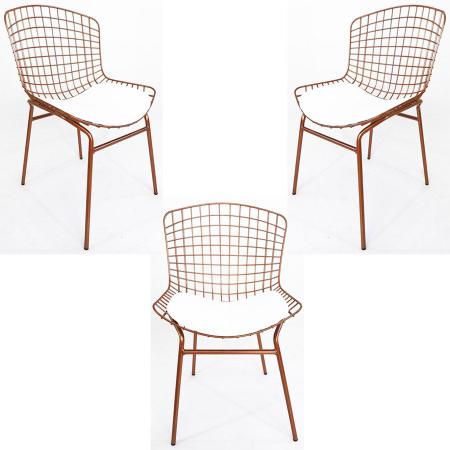 Imagem de Kit 3 Cadeiras para cozinha BERTÓIA cobre assento branco tubular - Poltronas do Sul