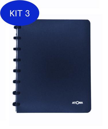 Imagem de Kit 3 Caderno De Discos Atoma Poly A5 Azul Marinho Pautado