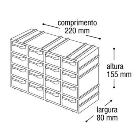 Kit com 3 Caixas Organizadoras Gaveteiro, sendo 1 Pequena com 3 Gavetas e 2  Moduláveis com 16 Gavetas Arqplast - Mundial Variedades 